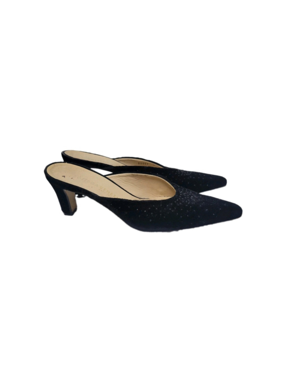BOTTEGA VENETA #22007 Women's Black Velvet Pointed Toe Slip-On 3" Heels Size 9B - Picture 7 of 11